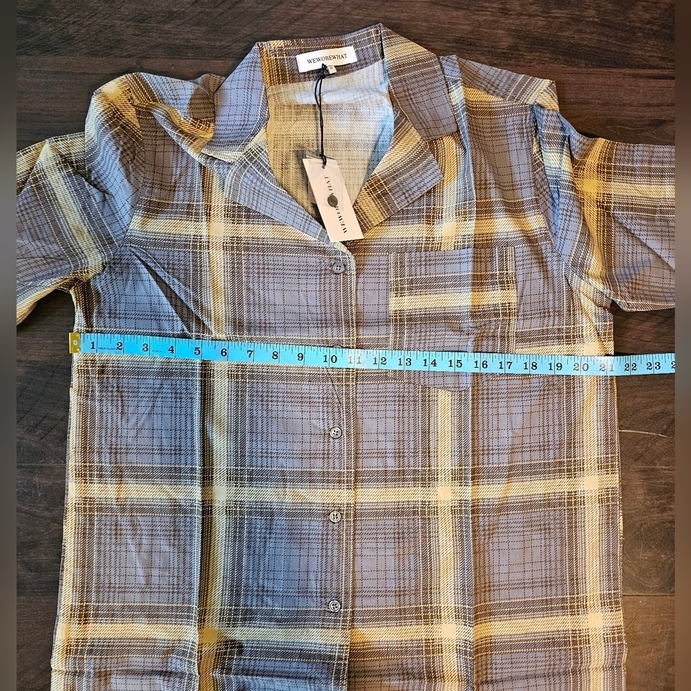 WeWoreWhat Women's Sleepwear Plaid Long Sleeve Pajama Top, Size XS - Picture 7 of 12
